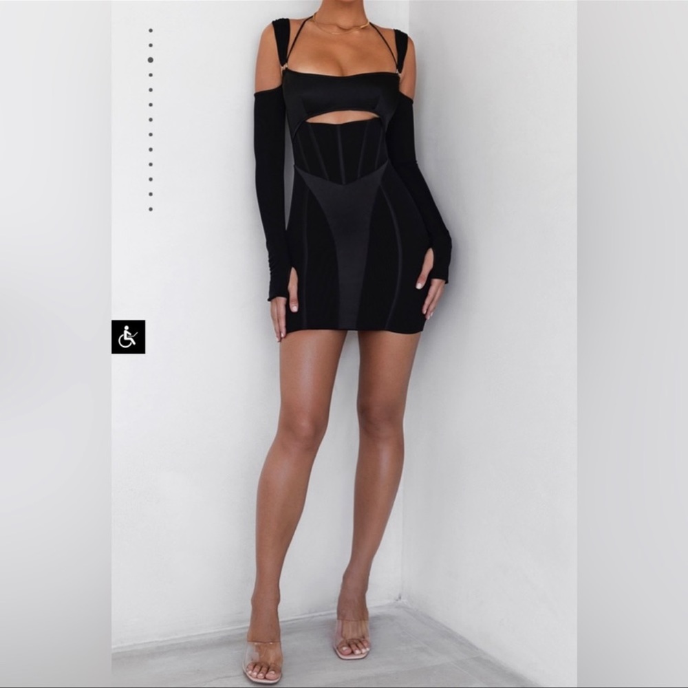 MISTRESS ROCKS ‘MON AMOUR'
Black Mesh Cutout Mini Dress